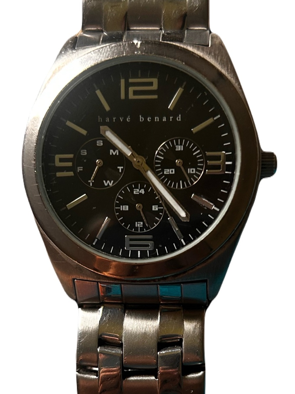 Harve Benard Silver and Black Men's Chronograph Watch